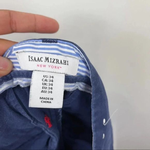 Isaac Mizrahi Navy Blue Embroidered Lobster Print Flat Front Casual Shorts Sz 34 - Picture 7 of 7